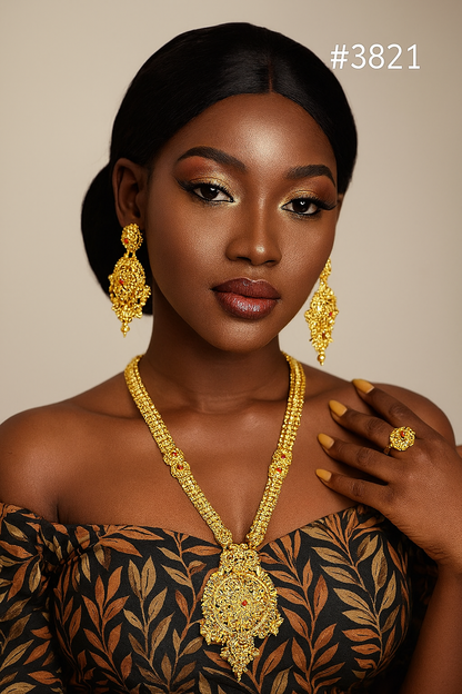 Exclusive Gold Plated Long Necklaces Set, PMJ Model No: 3821