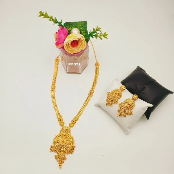 Exclusive Gold Plated Long Necklaces Set, PMJ Model No: 3821