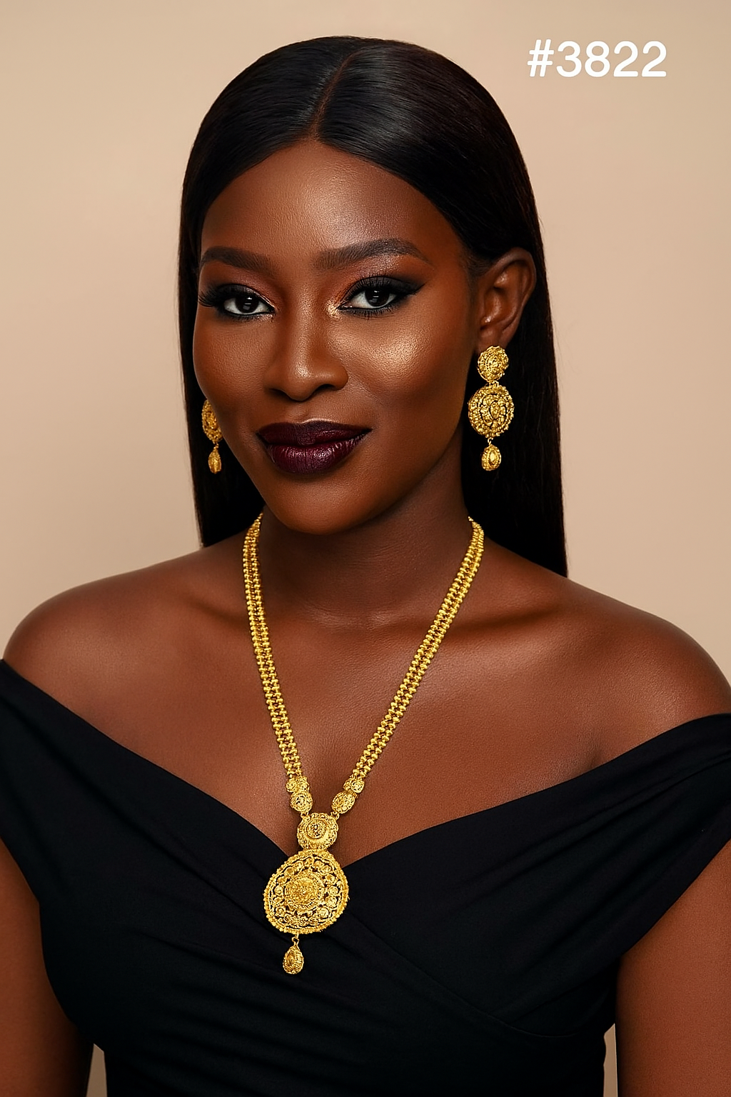 Exclusive Gold Plated Long Necklaces Set, PMJ Model No: 3822