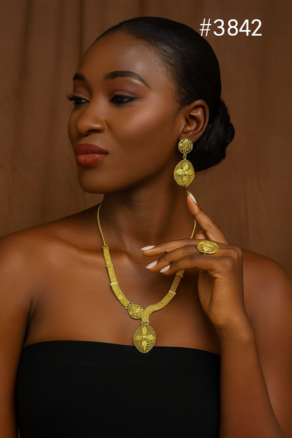 Gold Plated Bridal Short Necklace Set, PMJ Model No: 3842