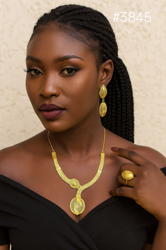 Gold Plated Bridal Short Necklace Set, PMJ Model No: 3845