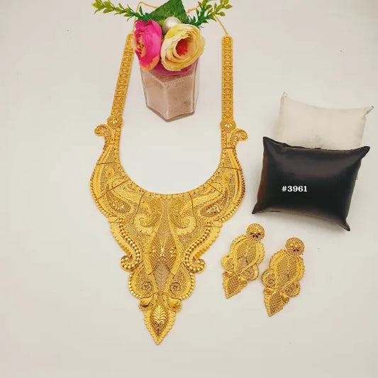 Gold Plated Hand Made Jewelry Long Necklace Set, PMJ Model No: 3961