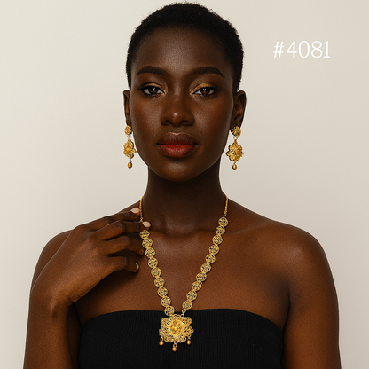 Gold Plated Long Necklaces Set, PMJ Model No: 4081