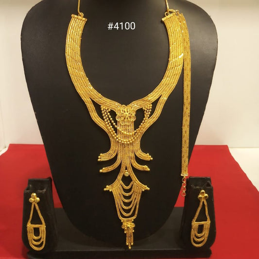 Gold Plated Beautiful Long Necklace with Earrings MODEL: 4100