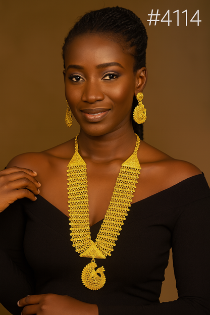 Gold Plated Beautiful Long Necklace with Earrings MODEL:4114