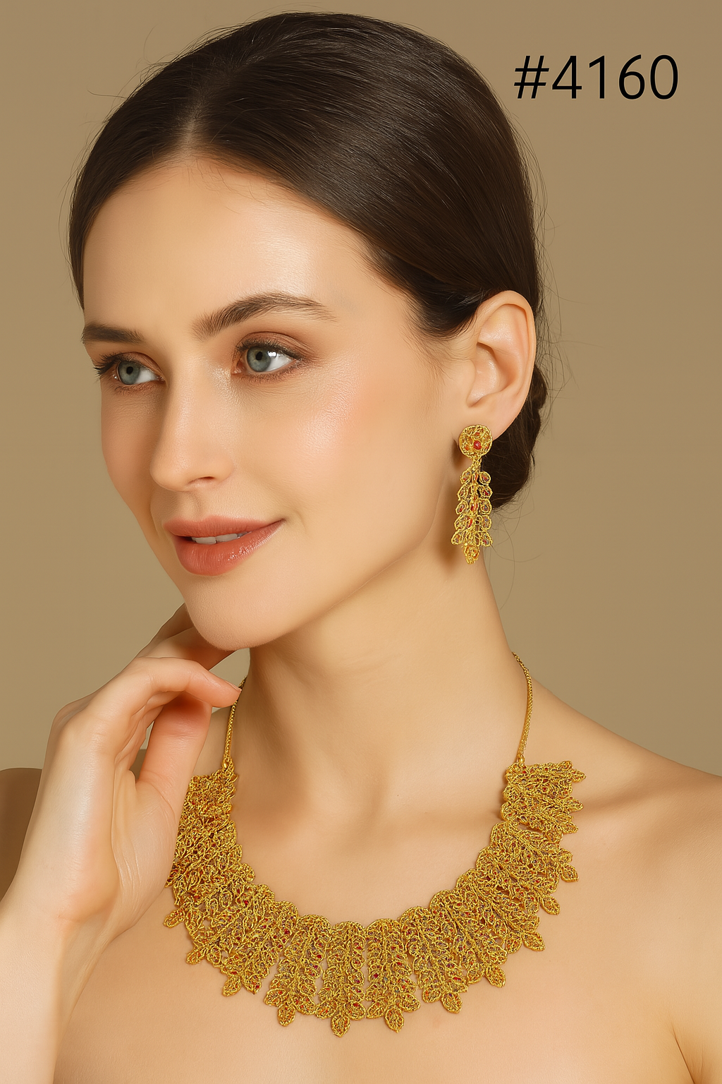 Gold Plated Short Necklace Set, PMJ Model No: 4160