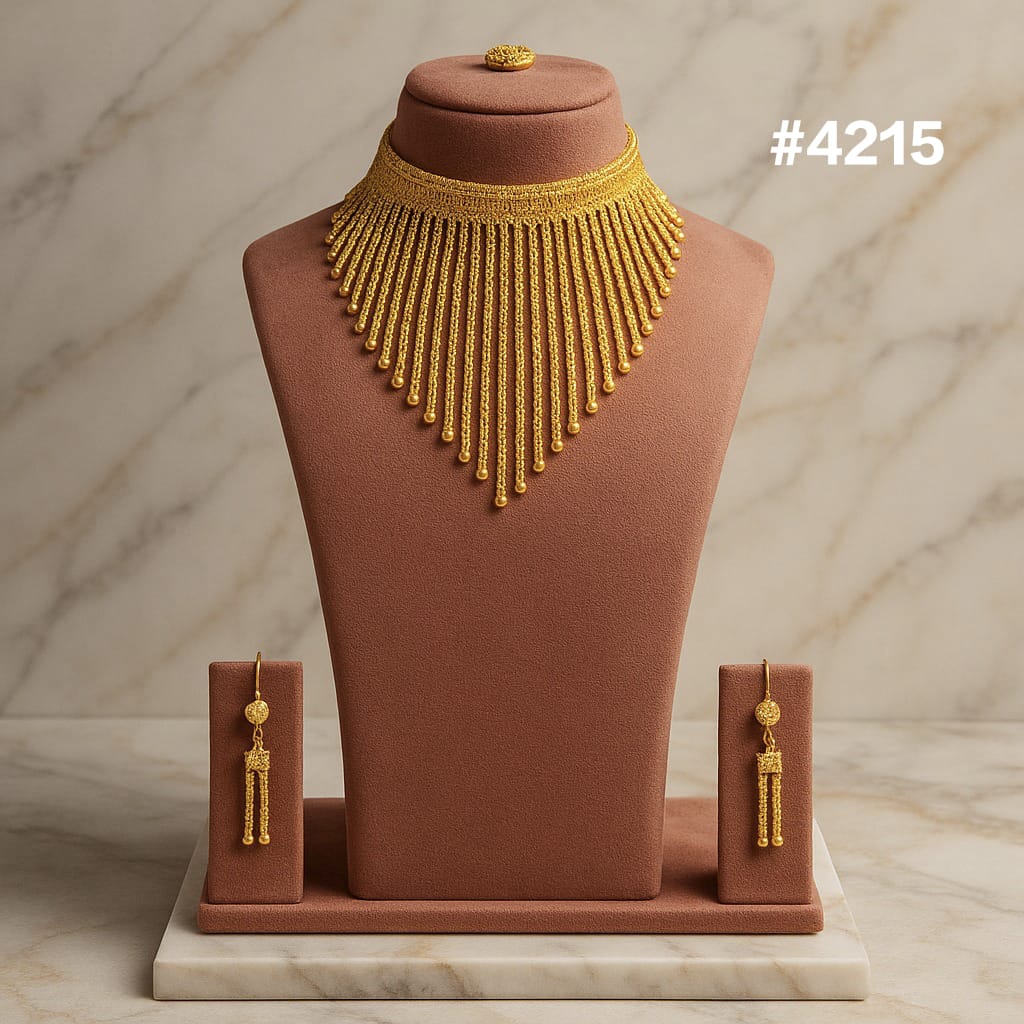 Gold Plated Bridal Short Necklace Set, PMJ Model No: 4215