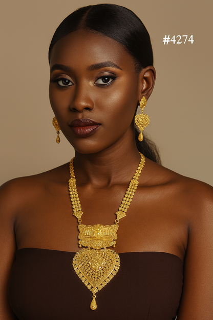 Exclusive Gold Plated Long Necklaces Set, PMJ Model No: 4274