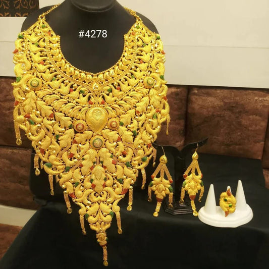 Gold Plated Hand Made Jewelry Long Necklace Set, PMJ Model No: 4278