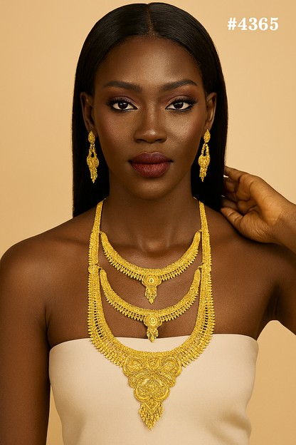 Exclusive Gold Plated Long Necklaces Set, PMJ Model No: 4365