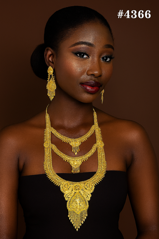 Exclusive Gold Plated Long Necklaces Set, PMJ Model No: 4366