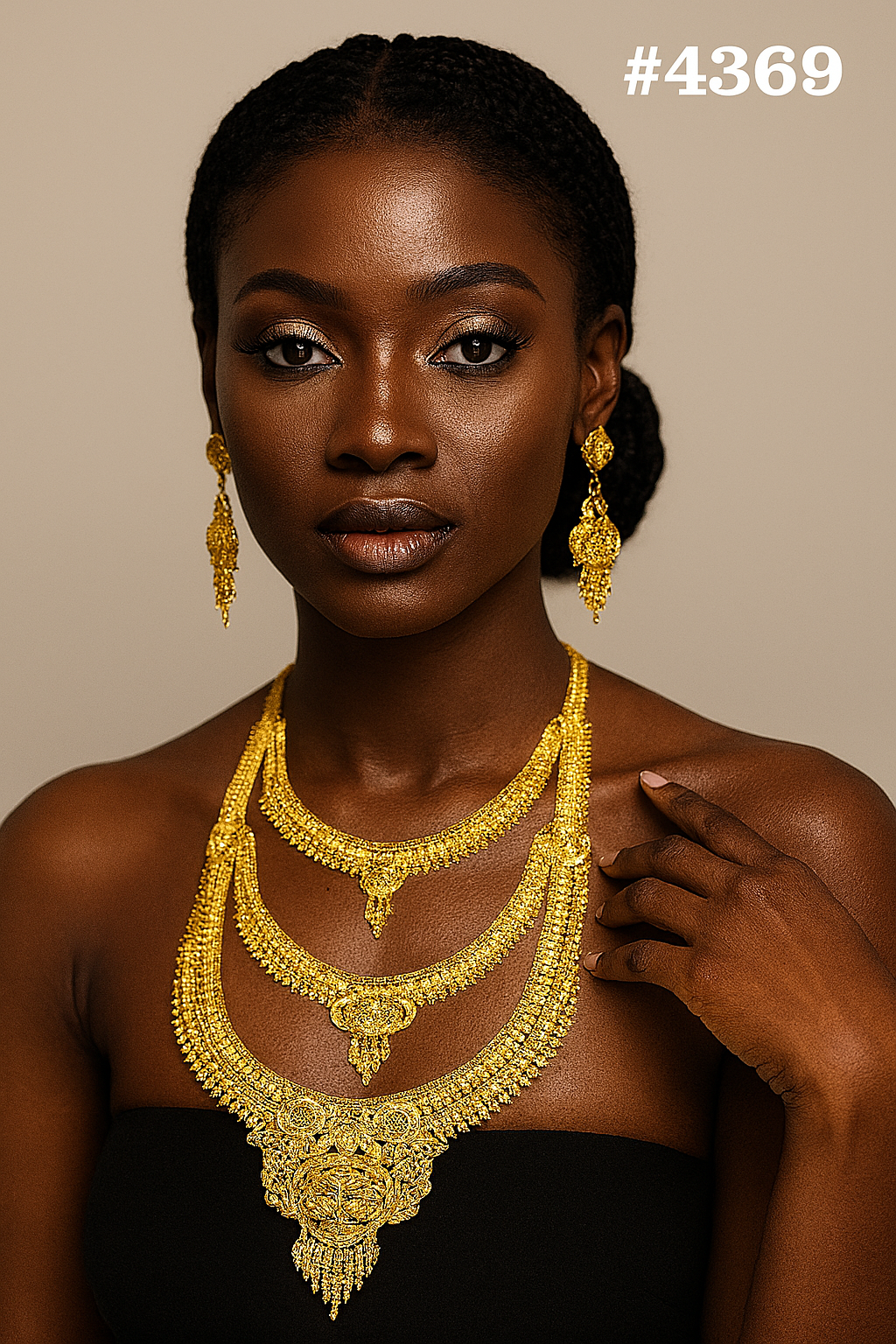 Exclusive Gold Plated Long Necklaces Set, PMJ Model No: 4369