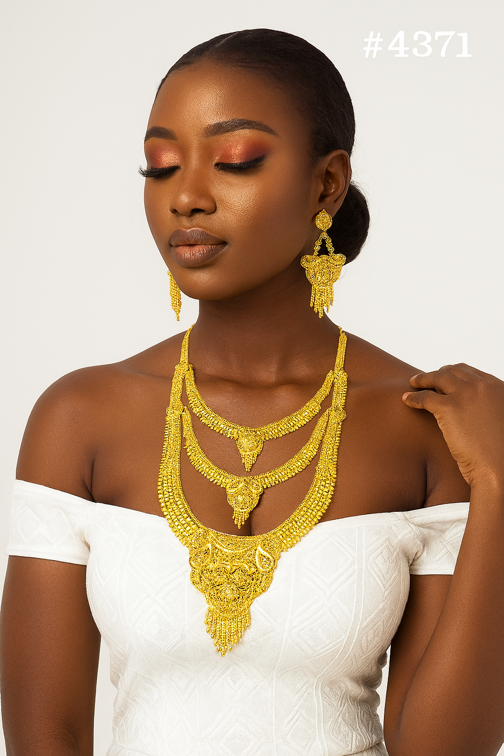 Exclusive Gold Plated Long Necklaces Set, PMJ Model No: 4371