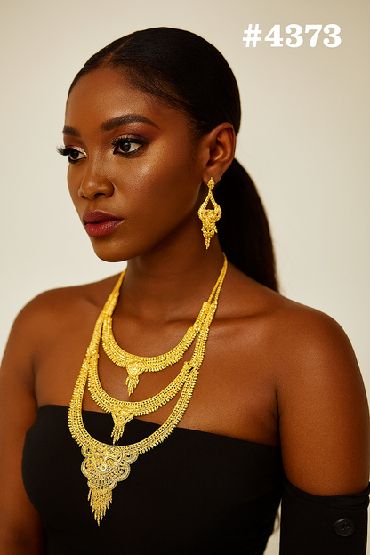 Exclusive Gold Plated Long Necklaces Set, PMJ Model No: 4373
