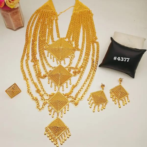 Exclusive Gold Plated Long Necklaces Set, PMJ Model No: 4377