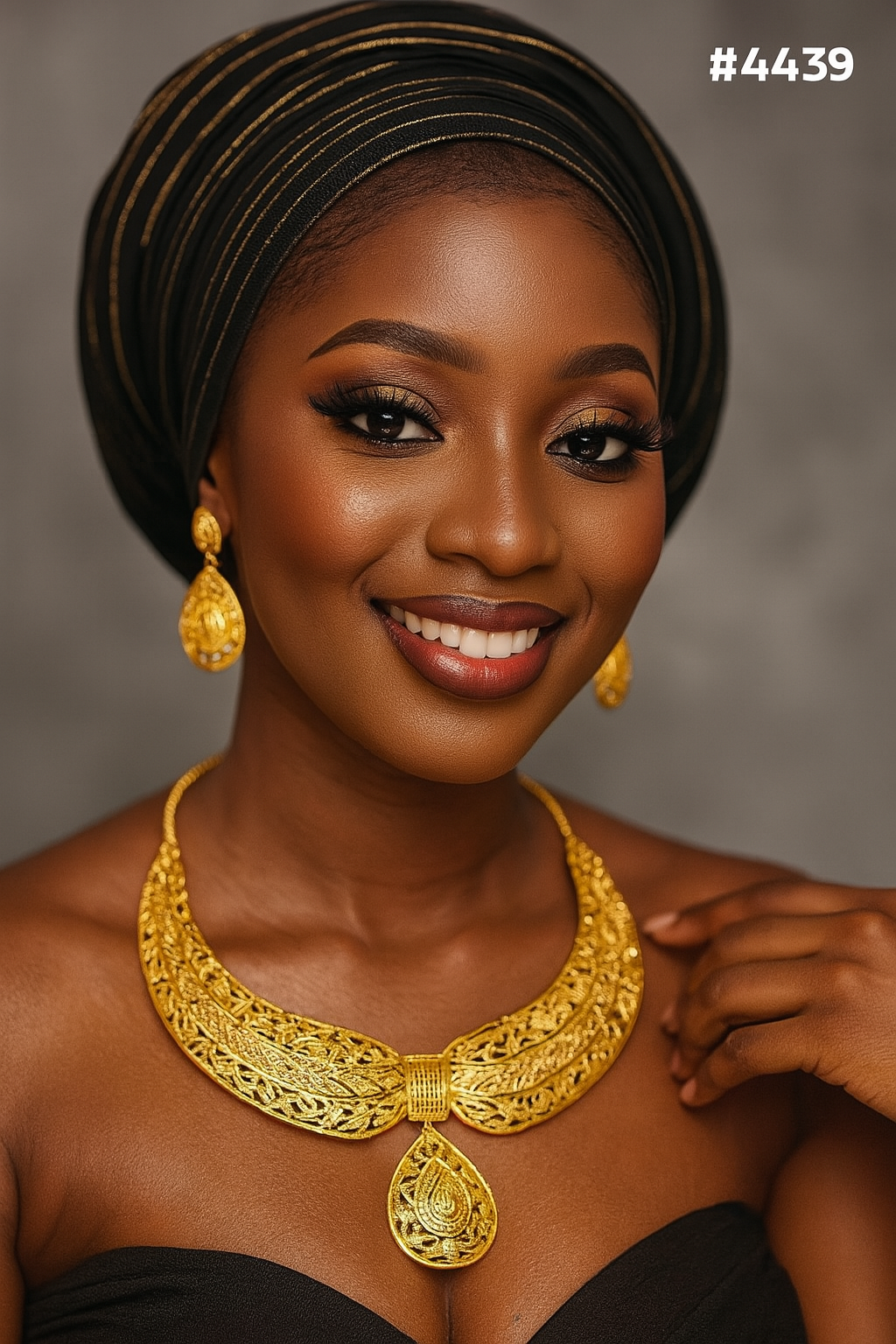 Gold Plated Hand Made Short Necklace Set, PMJ Model No: 4439