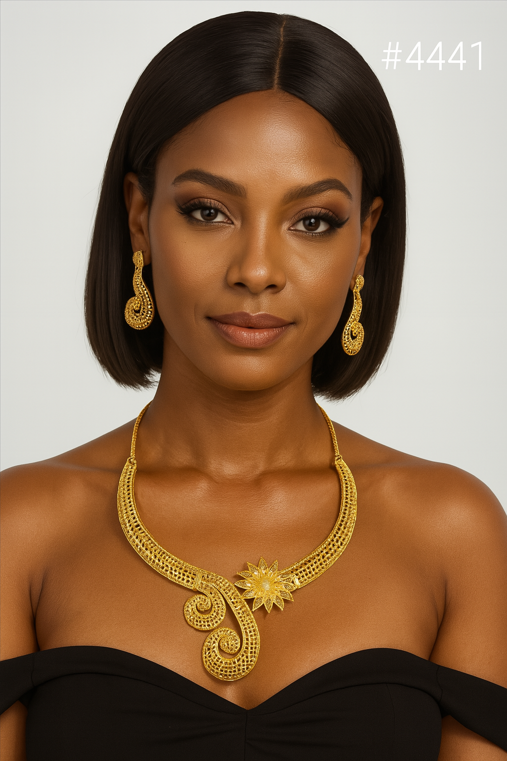 Gold Plated Hand Made Short Necklace Set, PMJ Model No: 4441