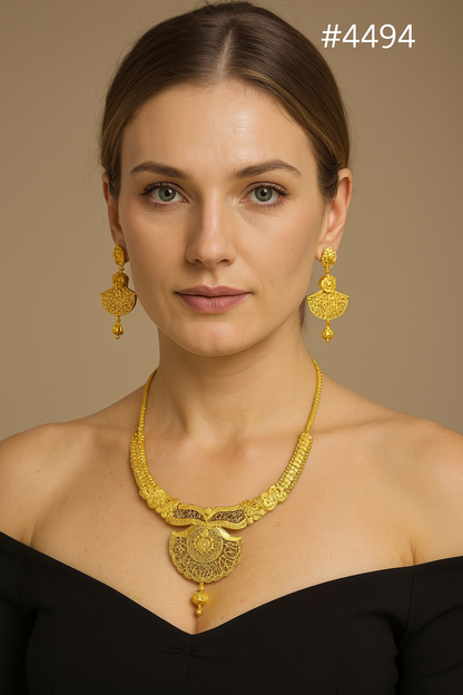 Gold Plated Bridal Short Necklace Set, PMJ Model No: 4494