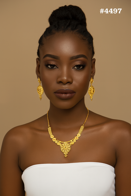 Gold Plated Bridal Short Necklace Set, PMJ Model No: 4497