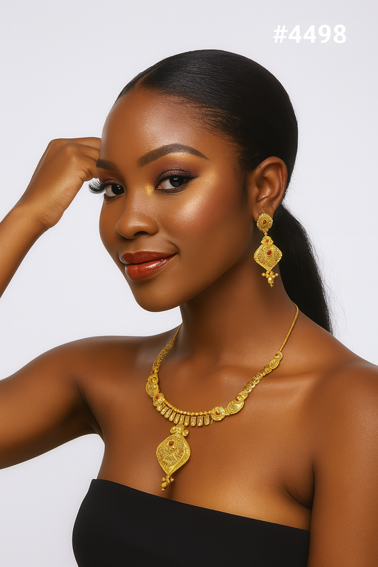 Gold Plated Bridal Short Necklace Set, PMJ Model No: 4498