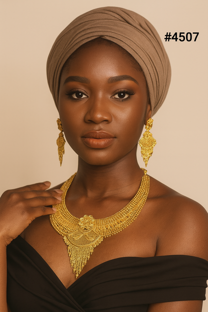 Gold Plated Bridal Short Necklace Set, PMJ Model No: 4507