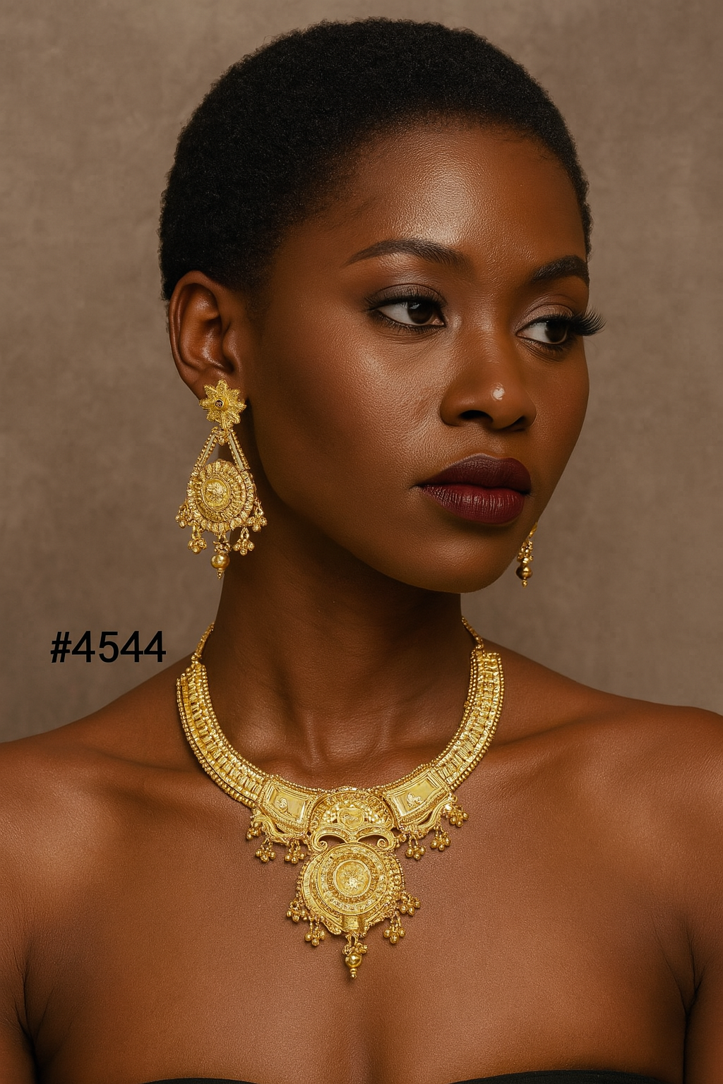 Gold Plated Bridal Short Necklace Set, PMJ Model No: 4544