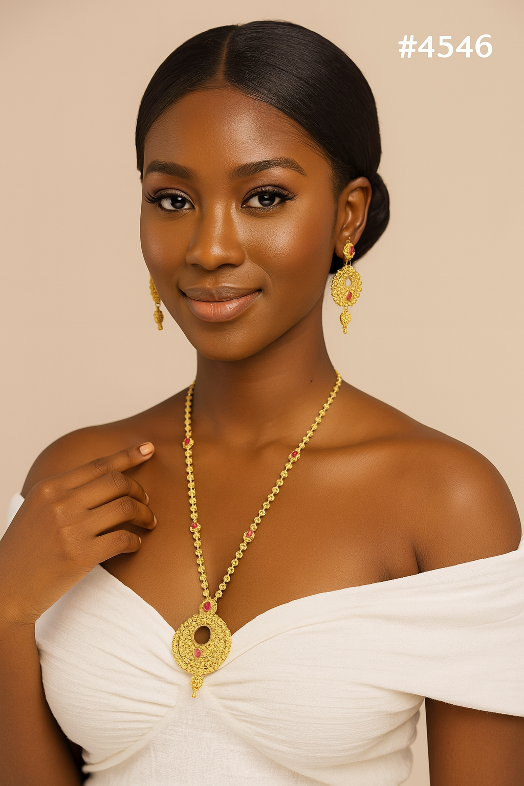 Gold Plated Long Necklaces Set, PMJ Model No: 4546