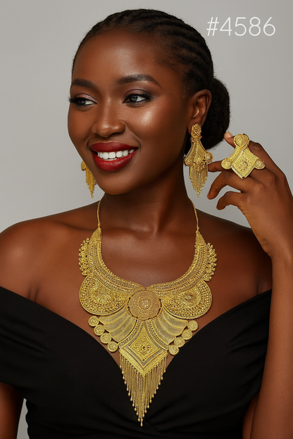 Gold Plated Long Necklace Set, PMJ Model No: 4586