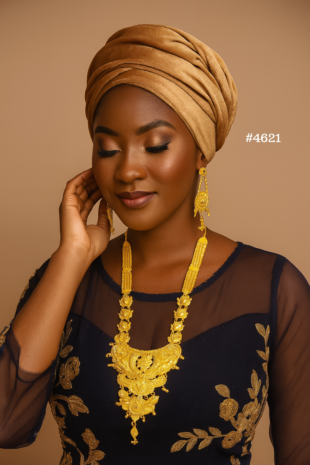 Gold Plated Hand Made Jewelry Long Necklace Set, PMJ Model No: 4621