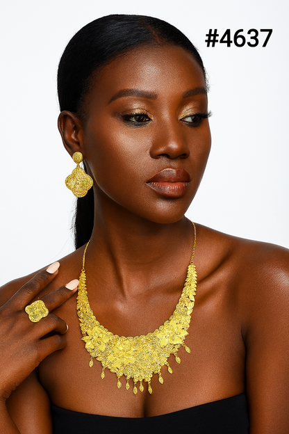 Gold Plated Bridal Short Necklace Set, PMJ Model No: 4637