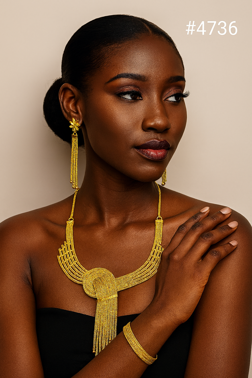 Gold Plated Bridal Short Necklace Set, PMJ Model No: 4736