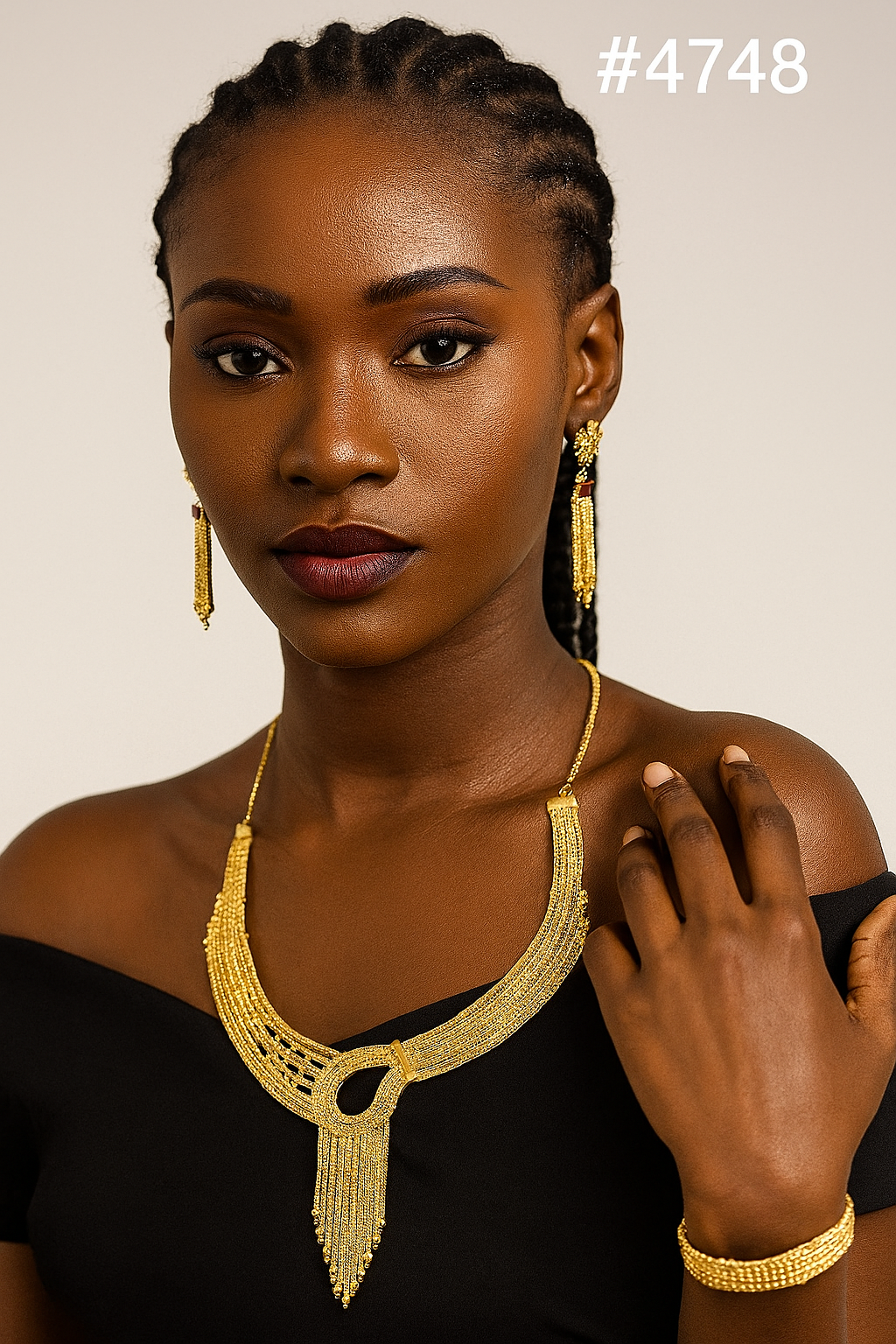 Gold Plated Bridal Short Necklace Set, PMJ Model No: 4748