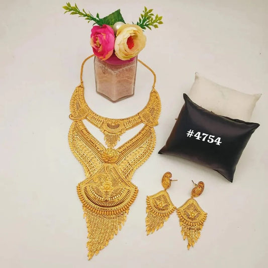 Gold Plated Hand Made Jewelry Long Necklace Set, PMJ Model No: 4754