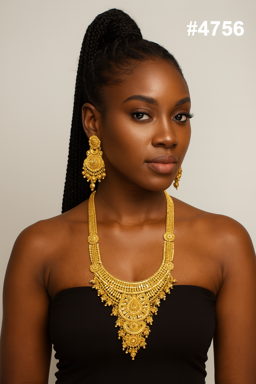 Exclusive Gold Plated Long Necklaces Set, PMJ Model No: 4756