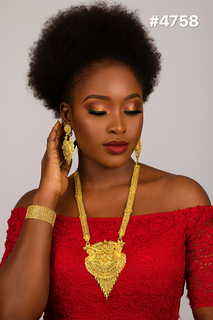 Exclusive Gold Plated Long Necklaces Set, PMJ Model No: 4758