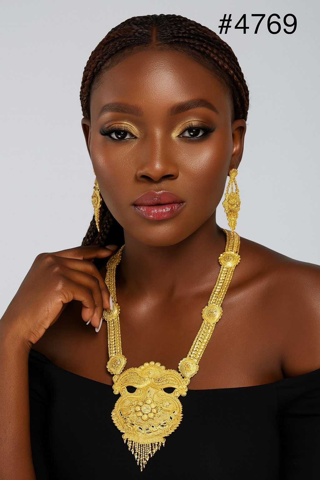 Exclusive Gold Plated Long Necklaces Set, PMJ Model No: 4769