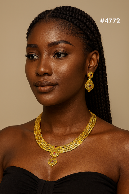 Exclusive Gold Plated Long Necklaces Set, PMJ Model No: 4772
