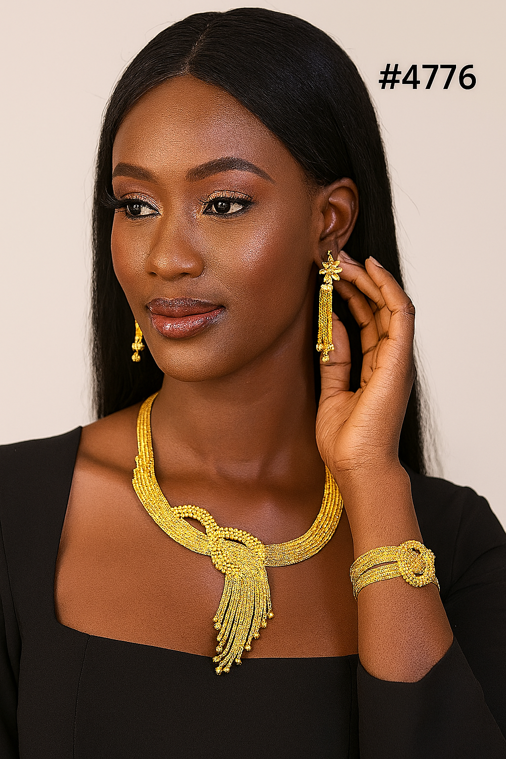 Gold Plated Bridal Short Necklace Set, PMJ Model No: 4776