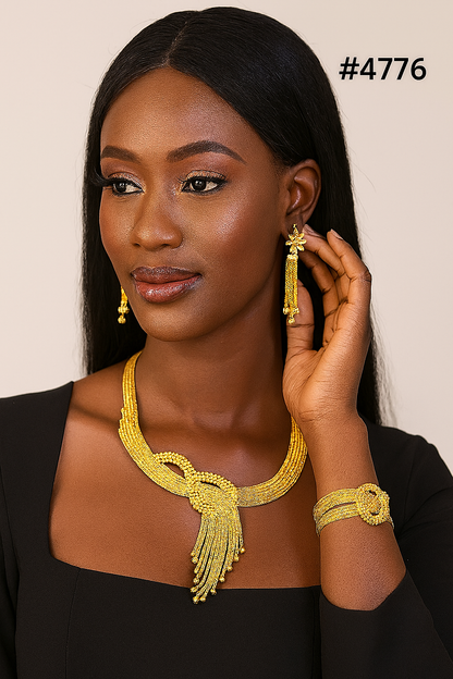 Gold Plated Bridal Short Necklace Set, PMJ Model No: 4776