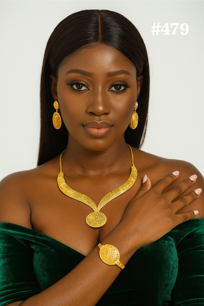PMJ Indian Fancy Gold Look Beautiful Necklace Set Hannah Beachler Hollywood Movie Style Costume Jewelry Sale MODEL : 479