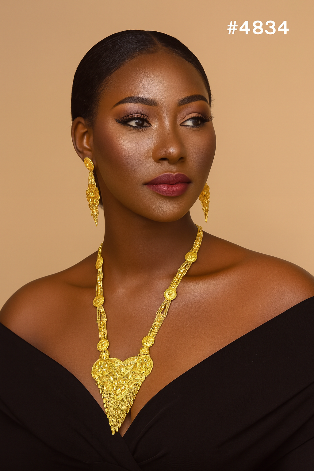 Exclusive Gold Plated Long Necklaces Set, PMJ Model No: 4834