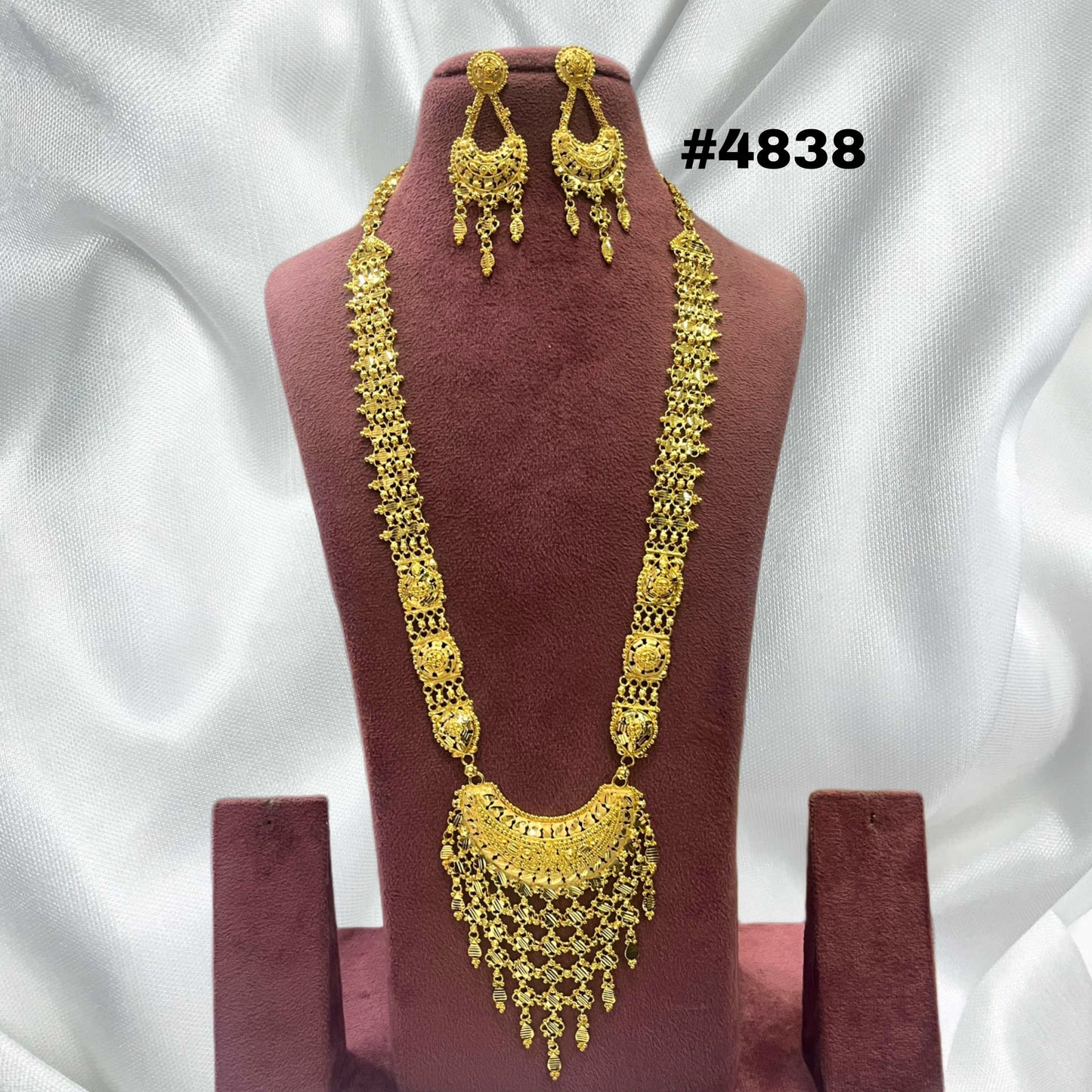 Exclusive Gold Plated Long Necklaces Set, PMJ Model No: 4838