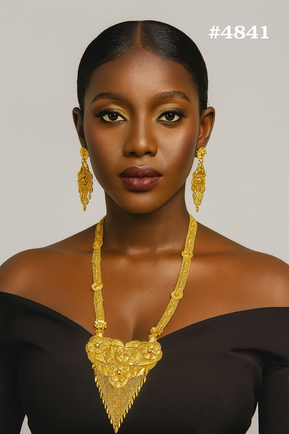 Exclusive Gold Plated Long Necklaces Set, PMJ Model No: 4841
