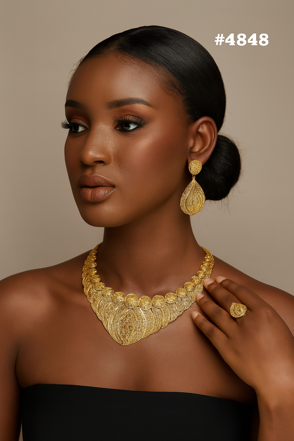 Gold Plated Bridal Short Necklace Set, PMJ Model No: 4848