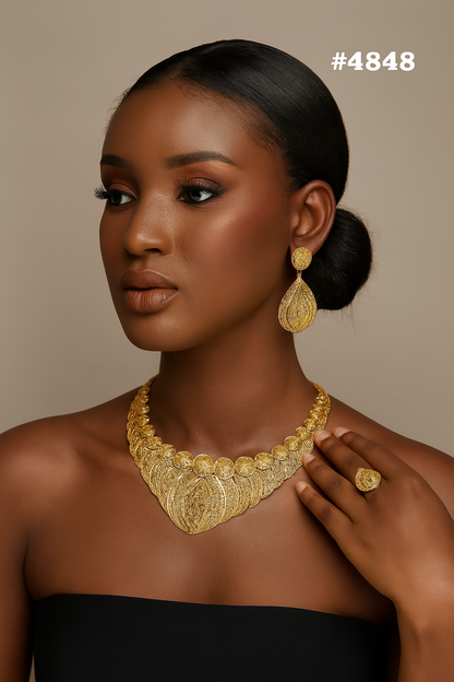 Gold Plated Bridal Short Necklace Set, PMJ Model No: 4848