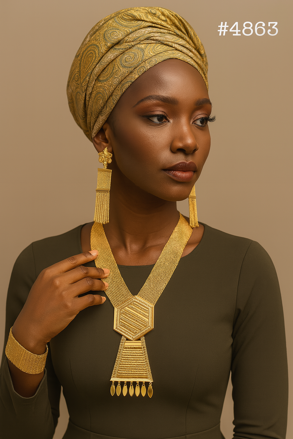 Exclusive Gold Plated Long Necklaces Set, PMJ Model No: 4863