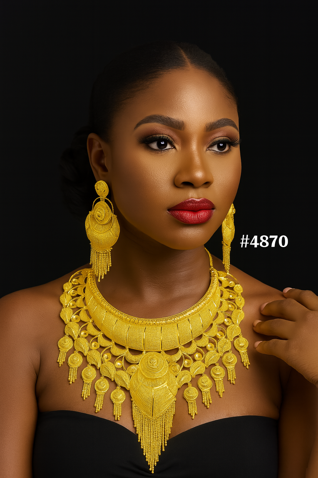 Exclusive Gold Plated Long Necklaces Set, PMJ Model No: 4870