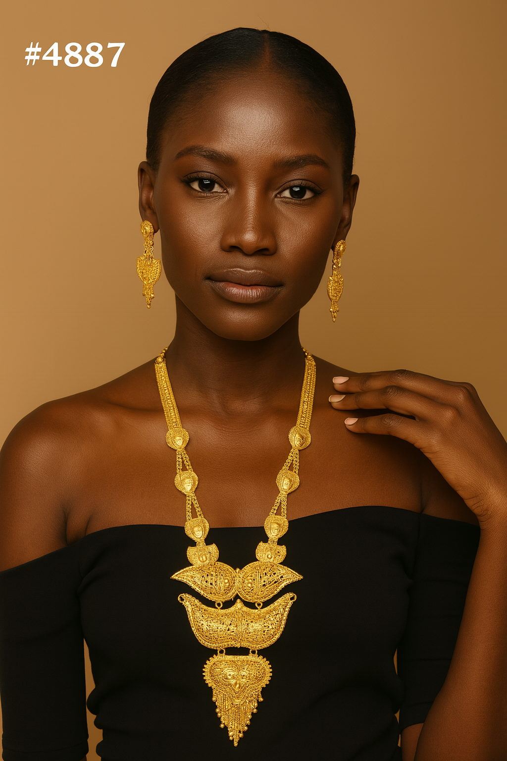 Exclusive Gold Plated Long Necklaces Set, PMJ Model No: 4887