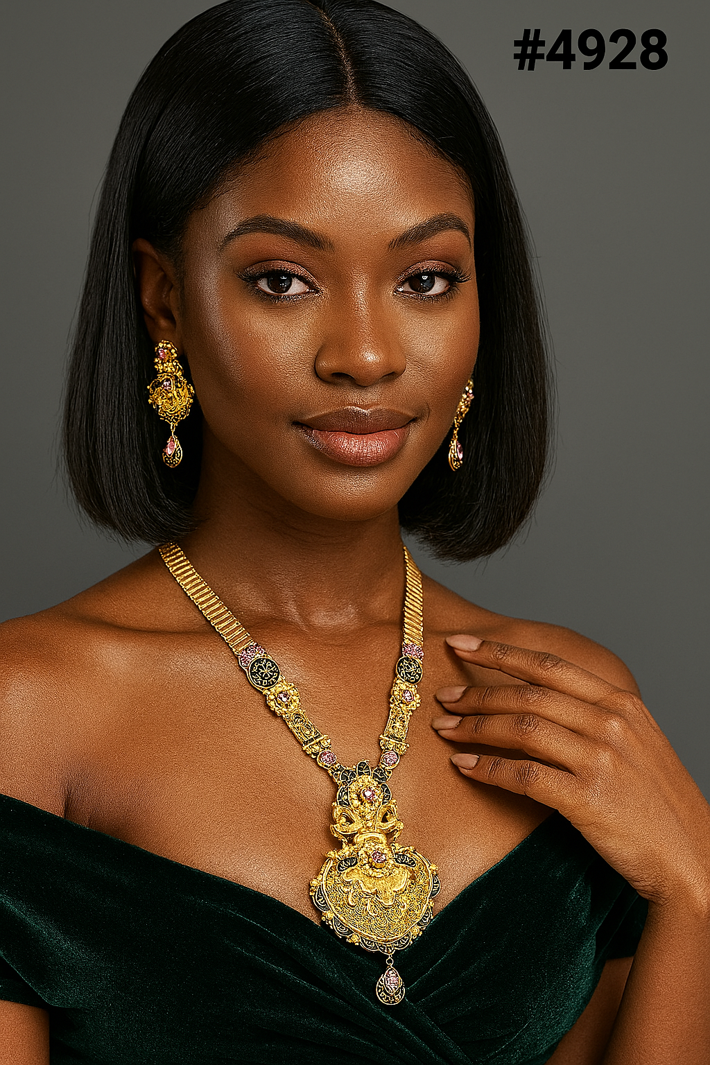 Exclusive Gold Plated Long Necklaces Set, PMJ Model No: 4928