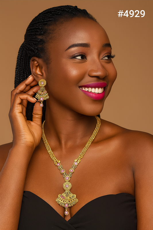 Exclusive Gold Plated Long Necklaces Set, PMJ Model No: 4929